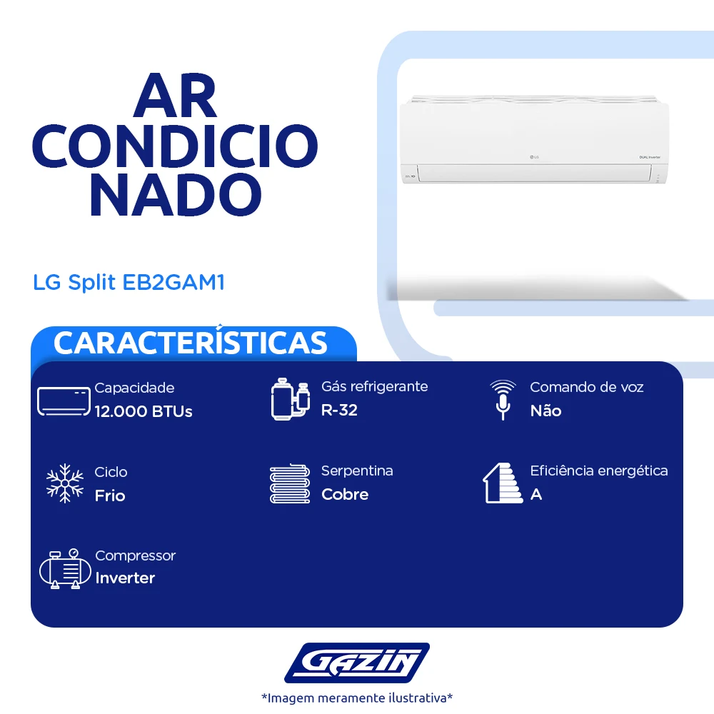 Ar-Condicionado 12.000 BTUs LG Dual Inverter Compact +AI Frio S3-Q12JAQAL