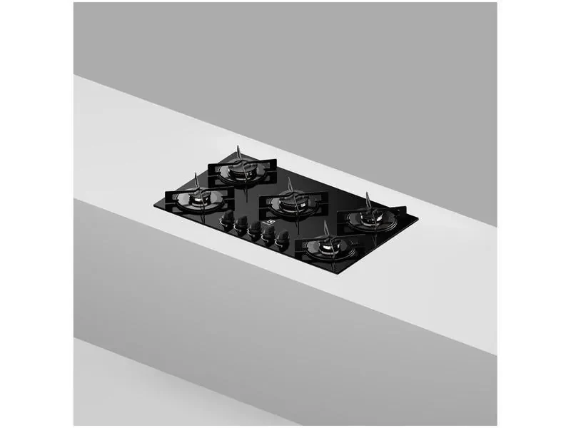 Cooktop 5 Bocas a Gás GLP Electrolux Mesa de Vidro Preto Acendimento Automático Efficient KE5GR