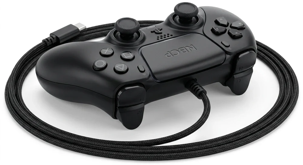 Controle com fio para jogos NBCP para PS5, PS4 e PC com giroscópio