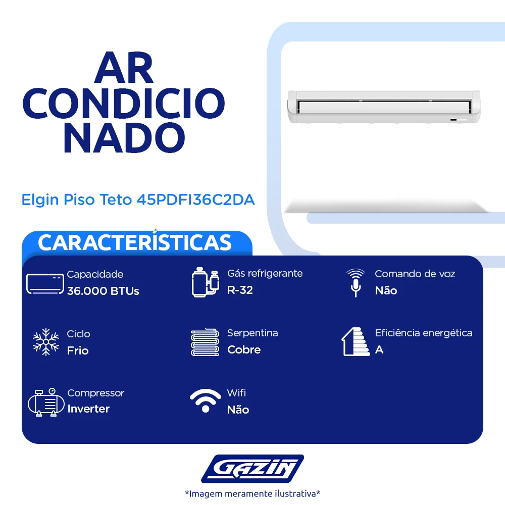 Ar-Condicionado Piso Teto Plus Inverter 36.000 BTUs Timer Elgin Frio