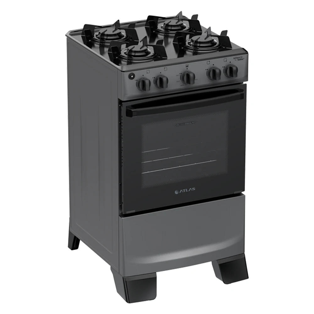 Fogão Atlas 4 Bocas Mônaco Lustro Automático Mesa de Vidro
