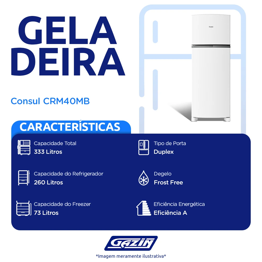 Geladeira Consul 333L Frost Free Duplex CRM40MB