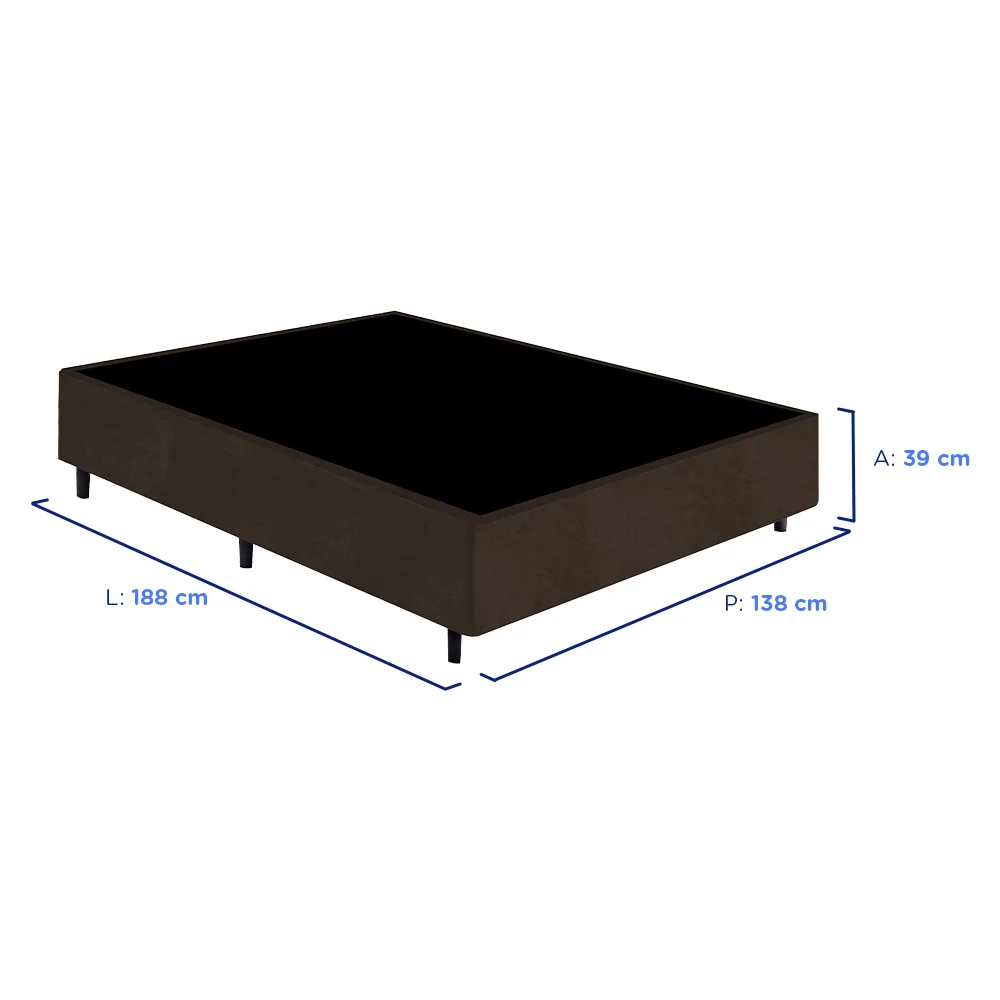 Base Cama Box Gazin Casal Sommier Suede Liso 138x188