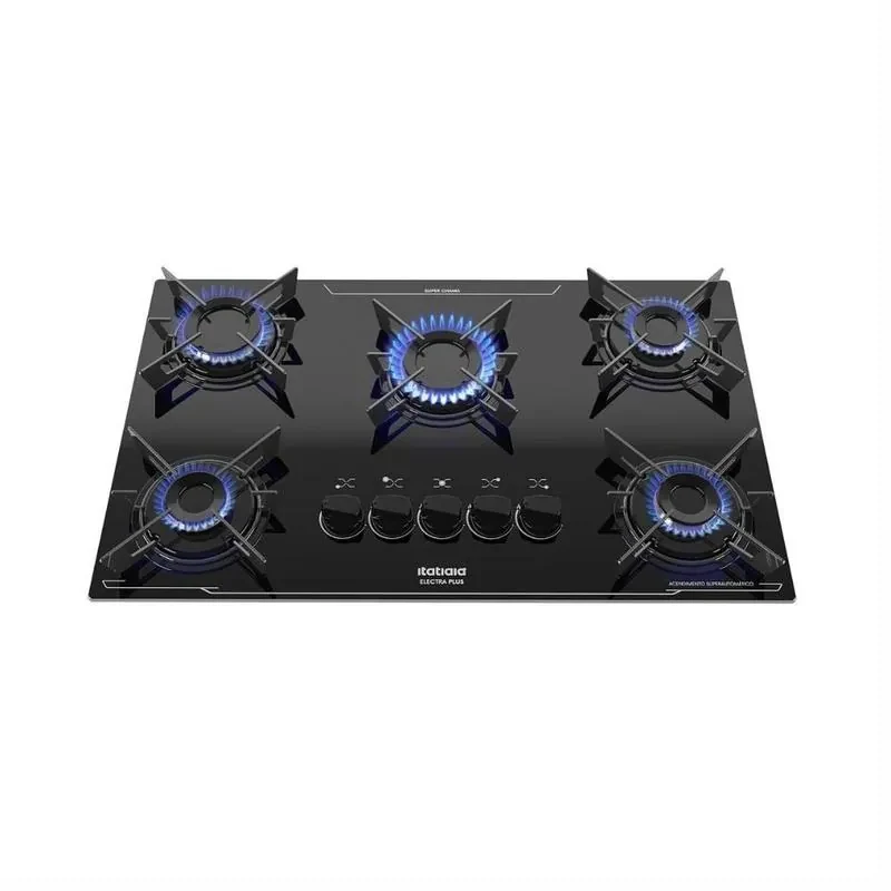 Cooktop Itatiaia Electra Plus 5 Bocas a Gas Vidro Temperado Preto Bivolt