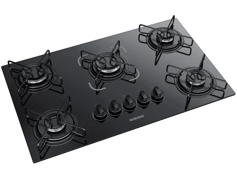 Cooktop 5 Bocas a Gás GLP Itatiaia Preto Essencial