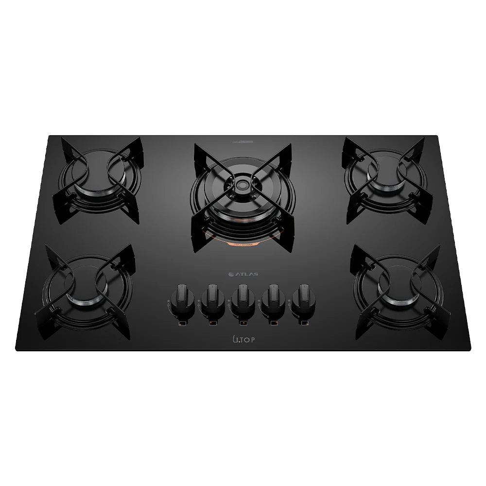 Cooktop a Gás Atlas Utop 5 Bocas Superautomático Mesa em Vidro Temperado