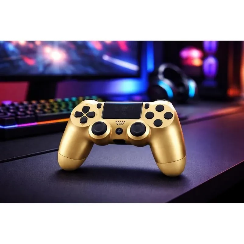 Controle Sem Fio Compatível Com Play4 Ps4 Playstation 4 / slim / pro / pc E Smart Tvs Samsung Cor Dourado