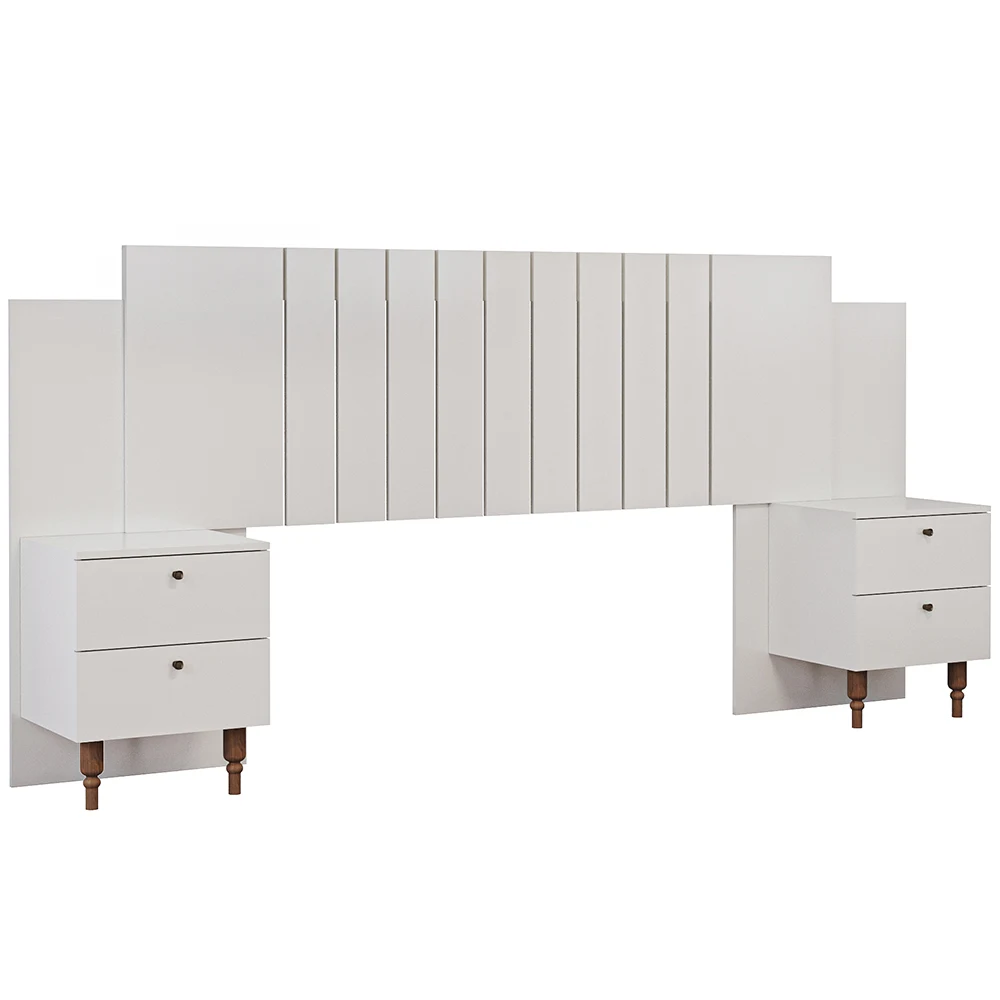 Cabeceira Casal Extensível Gênova MDF com Mesa de Cabeceira Panan