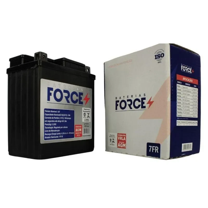 Bateria de Moto Force 7 amperes Selada Livre de Manutenção Falcon CB300 600 Twister Moto CG 150 Spoi