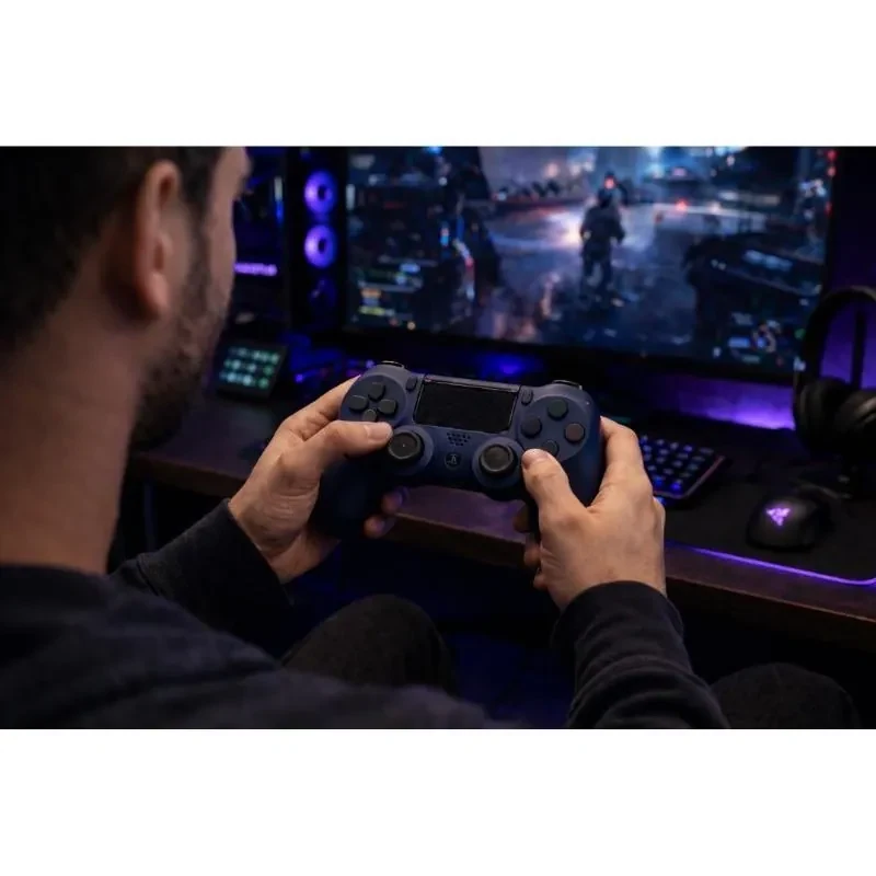 Controle Sem Fio Compatível Com Play4 Ps4 Playstation 4 / slim / pro / pc E Smart Tvs Samsung Cor azul escuro