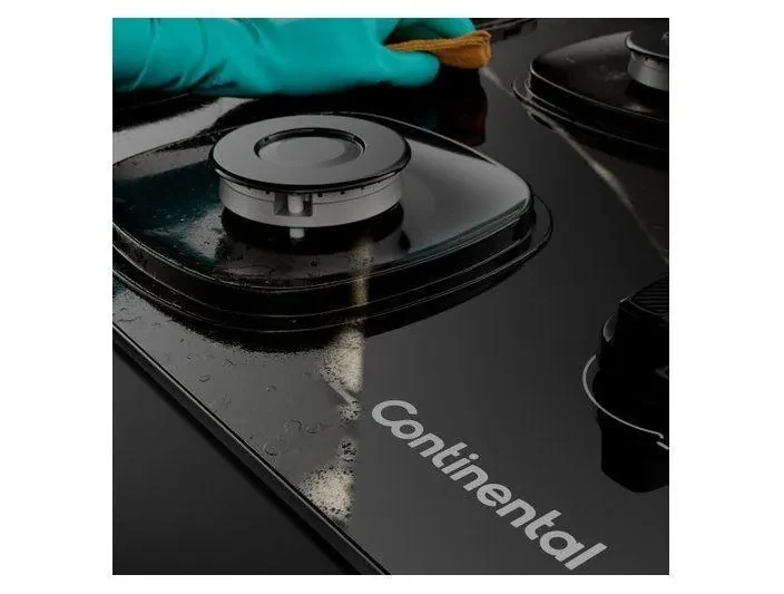 Cooktop 5 Bocas a Gás GLP Continental Mesa de Vidro Preto Acendimento Automático KC5GR