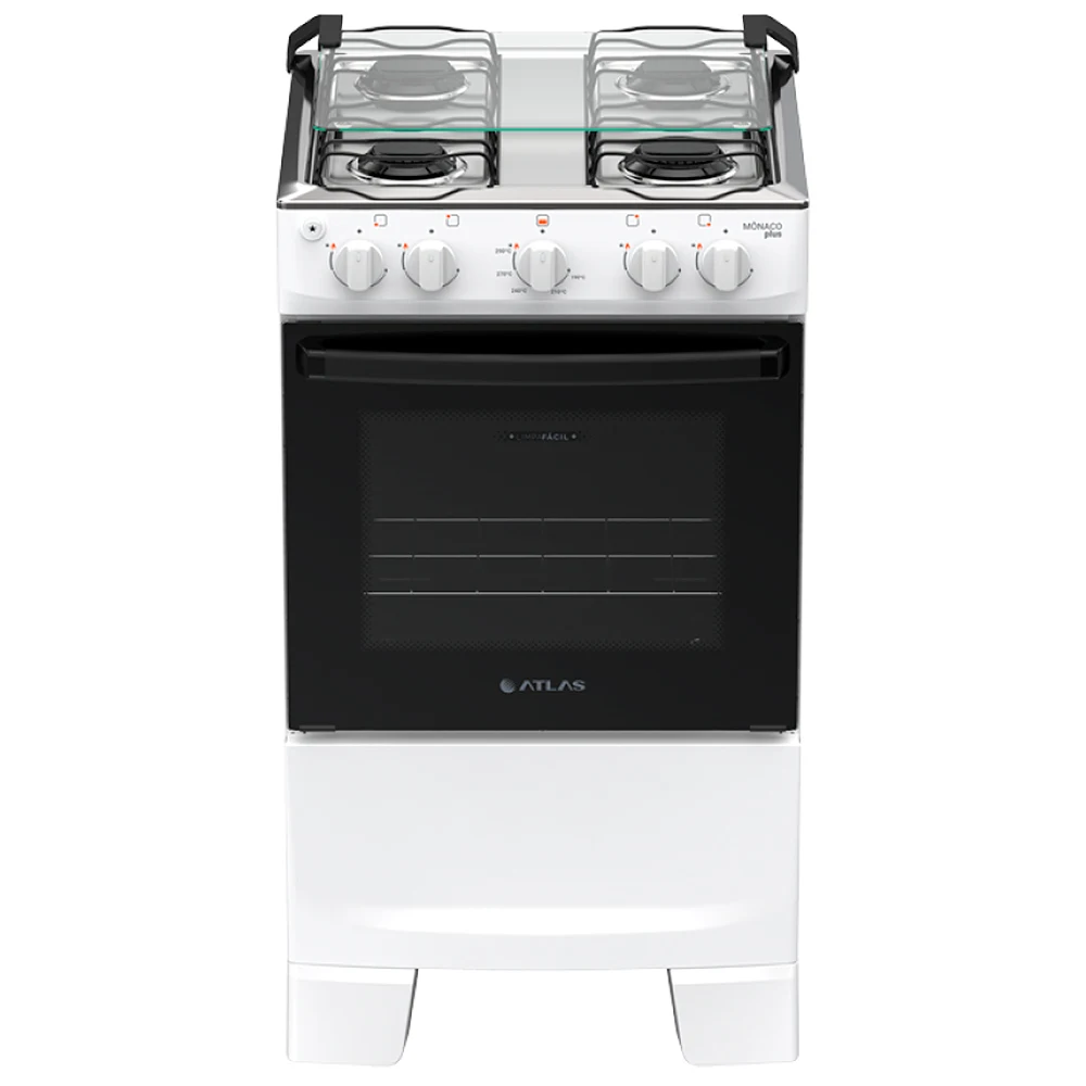 Fogão Atlas Mônaco Plus 4 Bocas Automático Mesa de Inox Forno