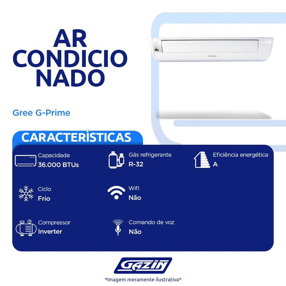 Ar Condicionado Piso Teto 36.000 BTUs G-Prime Compact Inverter Gree Frio