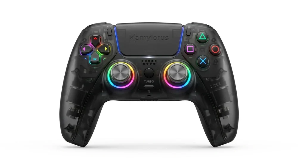 Controle Sem Fio Kamylorus PS5 Efeito Hall RGB Turbo