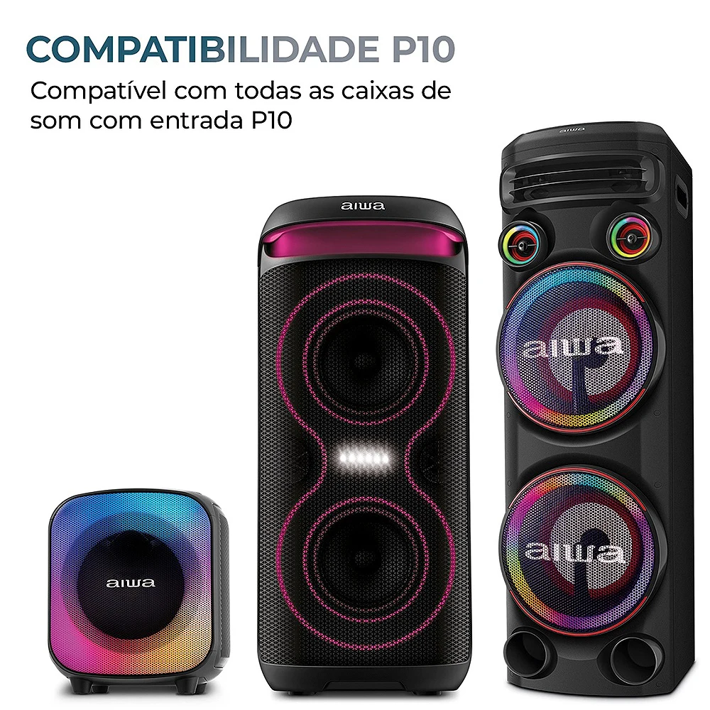 Microfone AIWA AWS-MIC-01 Dinâmico Duplo Sem Fio